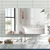 Picture of Koestem Medicine Cabinet Mirror with Storage - 28x40 Inch Pre-Assembled Medicine Cabinets Mirror for Bathroom, Surface/Recessed Wall Mounted Farmhouse Large Medicine Cabinet, Sliver