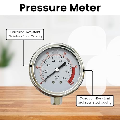 Image of AMPEREUS Water Pressure Gauge for RO System Stainless Steel 2.5 Inch Dial Dual Scale 0-1 MPa & 0-150 PSI Heavy-Duty 1 /4 Inch Lower Mount for RO Purifiers