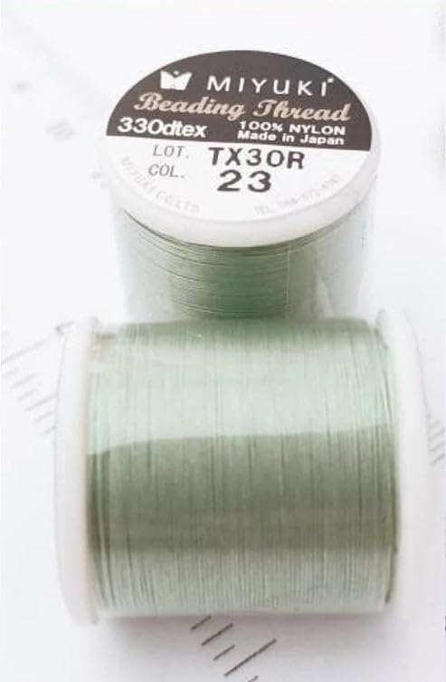 Miyuki Nylon Beading Thread, Olive Green Sea Foam (23), Glass, Japan (0.2 mm (B))