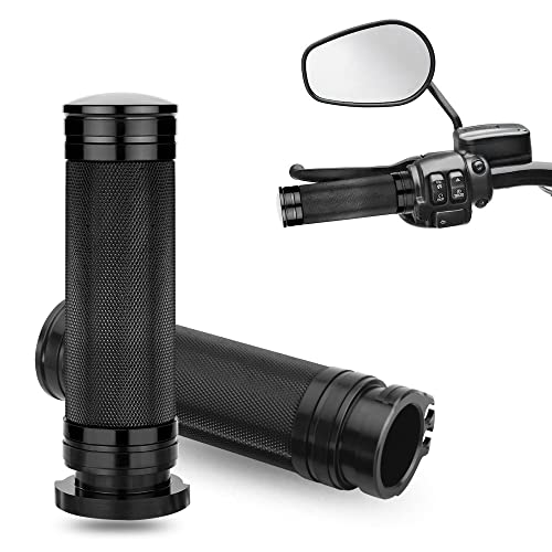 Kicry 1" Motorcycle Hand Grips Black Chrome Handlebar Grips Compatible With Harley Touring Honda Yamaha Suzuki Kawasaki (Black-A) #TOP14