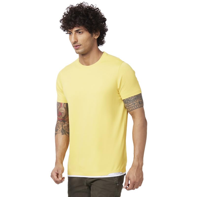 Image of Spykar Men's Slim Fit Round Neck Half Sleeve Solid Casual T-Shirt