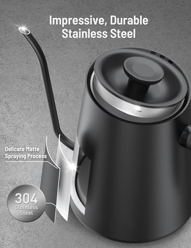 Image of Gooseneck Electric Kettle, Paris Rhone Electric Kettle with 4 Variable Presets, ±1℉ Temperature Control & LED Real-time Temperature Display, Stainless Steel Inner, 24H Keep Warm for Coffee, Tea, 0.9L