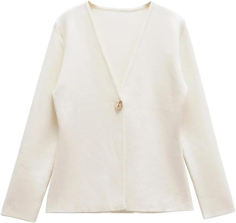 Women Tops V-Neck Knitted Cardigans Simple Temperament Sweater Coat Outerwears Knitwear