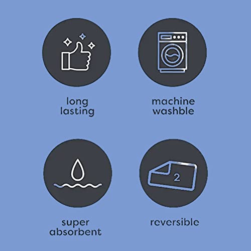 Image of Dish Drying Mat for Kitchen Utensils, Reversible Absorbant Cotton Checks Drying Mats, Washable, Counter top Cushion Pad Tableware, 46x61 Cms Blue by Lushomes (18x24 Inches, Set of 2)