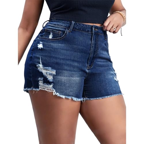 GAGELE Plus Size Denim Shorts Women High Waisted Stretch Summer Jean Shorts