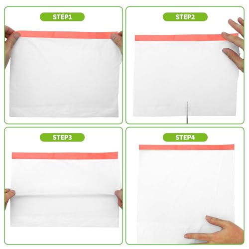 Image of Pre-Taped Masking Film Plastic Cover PE Film Masking Paper 1 Pc 2500x30cm / 82.02ftx11.81 inch White Red