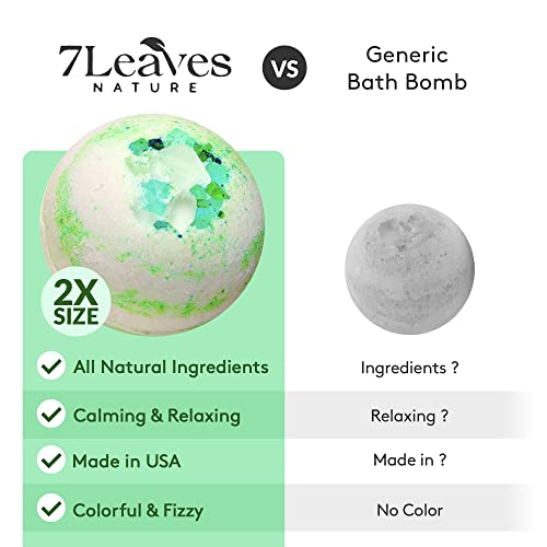 7Leaves Nature Premium Bath Bombs, Jasmine, All-Natural, Large 6Oz. Fizzies, Skin Moisturizer, Relaxing Bubble & Spa Bath, Handmade, Gift Idea Birthday Mother Days Valentines Anniversary Christmas. #TOP2