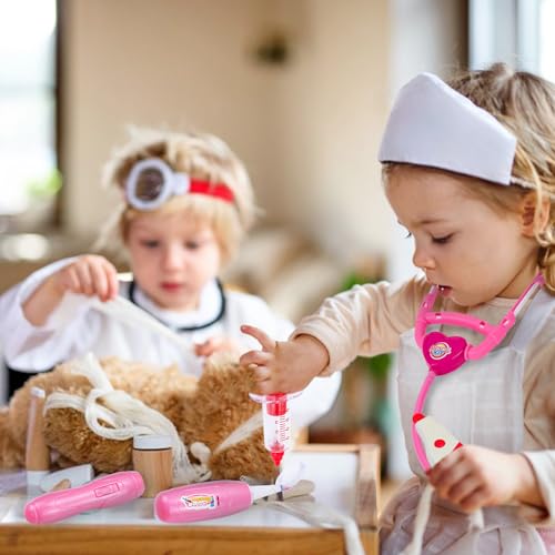 Image of Liberry Doctor Kit Toys for Toddlers 3 4 5 Years with Light & Sound, Pink | Smooth Edges, Durable Plastic, Portable Medical Bag, Pretend Stethoscope, Educational Role Play, Birthday Gift for Girls