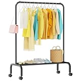 STARLATTA Rolling Clothing Racks for Hanging Clothes, Garment Rack for Clothes to Hang, Metal Portable Wardrobe Rack for Coats, Jackets, Shirts, Dress,Black