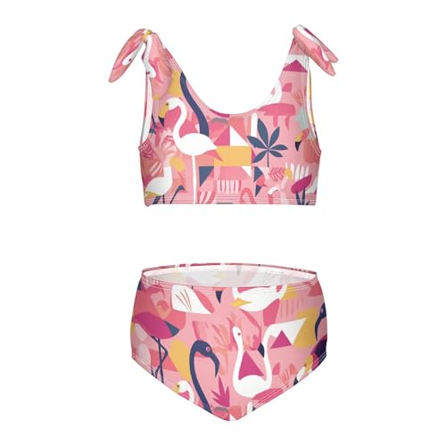 KLL Flamingo Christmas Pink Girls' Two Piece Bikini Sets Quick-Dry Swimming Swimwear Swimsuit