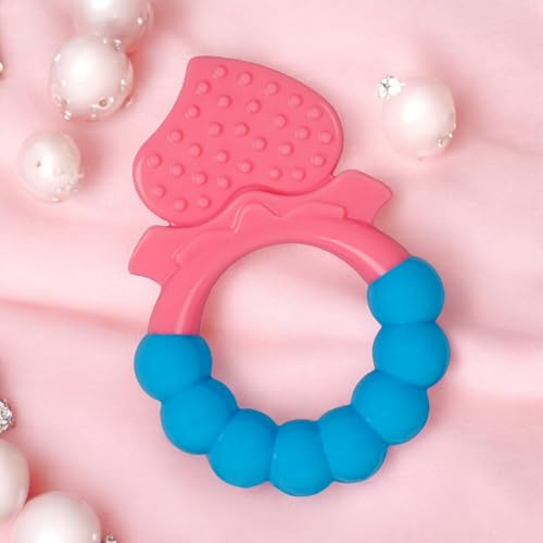 Image of MamaLaps Soft Silicone Baby Teether, Silicone BPA Free Teethers for Newborn Infant, Teething Toy for Babies with Textured Surface for Soothing Gums (Pack of 1, Ribb Heart-Pink)