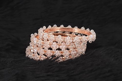Image of NMII Stylish Pearls Beads Bangles Set For Women & Girls | Women's Bangles Bracelet | Metal Bangles Kada Set For Wedding, Party, Festival, Daily | Women's Fashion Jewellery- Set of 4
