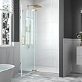 ComfyStyle 44-48" W x 70" H Frameless Pivot Shower Door, 5/16"(8mm) Clear SGCC Tempered Glass Shower Doors, Brushed Gold Hinged Shower Glass Door, Reversible Installation