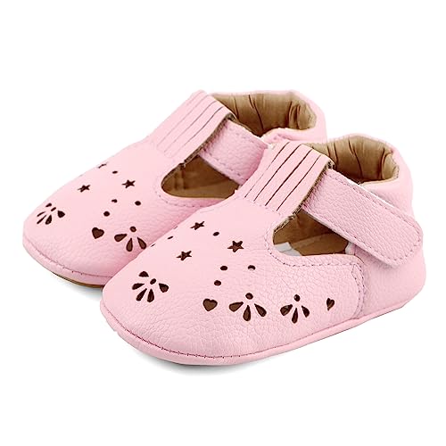 LACOFIA Zapatillas Antideslizantes para bebé niña Zapato Primeros Pasos de Cuero Suave de PU para bebé Rosa 3-6 Meses