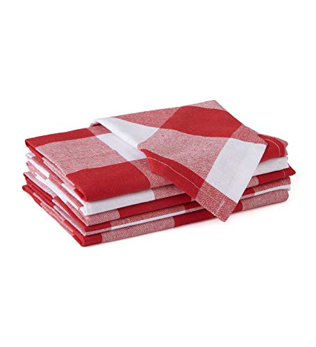 Encasa Xo Servilletas De Algodón Juego De 6 Cheques Rojos De Búfalo Tamaño 43x43 Cm Servilletas De Mesa Lavables A Máquina Y Reutilizables