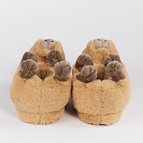 Image of Women's Animal Plush Slippers, Cute Cozy Fuzzy House Shoes Non-Slip Sole