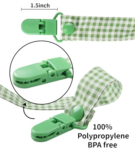 Image of CutiePlusU Pacifier Clip Big Size Anyard Holder Clips 2 Pack Green Yellow