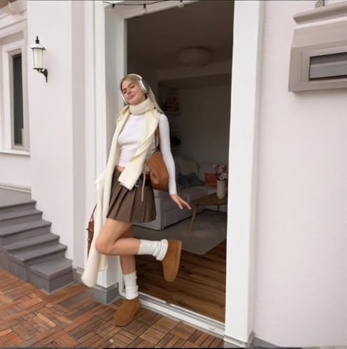 Platform Fur Boots for Women Classic Snow Low Boots Suede Leather Ankle Booties Warm Winter Mini Platform Boot Faux Fur Lining Shoes for Indoor Outdoor2