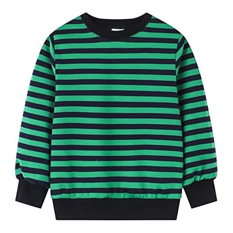 Shirts for Boys Size 9 Toddler Kids Girls Boys Long Sleeve Basic T Shirt Casual Stripe Prints Sweatershirt Tees Shirt Tops (Green, 10-11 Years) Cover
