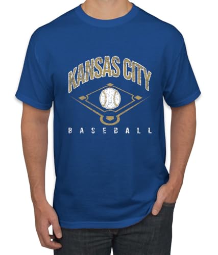 American Baseball Fan Kansas City Shirt – Vintage Distressed Field Sports Tee, Retro USA Game Day Men's T-Shirt, Royal, X-Large