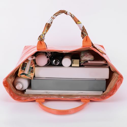 Image of Lushandy PVC Tote Bag for Women Jelly Beach Bag Top Handle Hobo Handbag | Water-Resistant, Wipe Clean, Lightweight