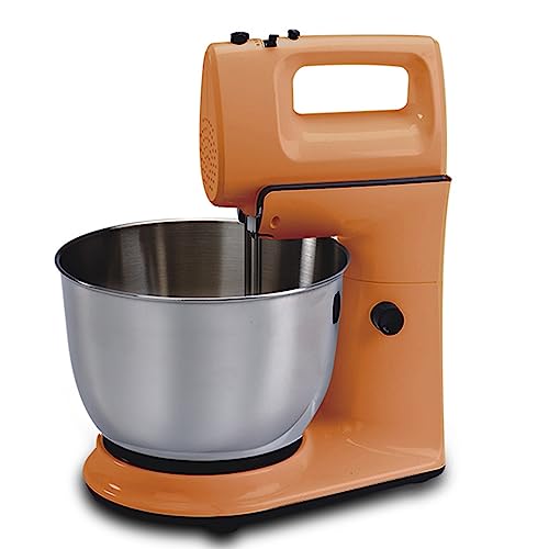 2 in 1 Handheld and Stand Mixer 5-Speed Turbo Food Mixer Electric Stand Mixer with 4L Bowl, 2 x Whisk Beaters, 2 x Dough Hooks for Kitchen Baking Cake, Batter, Bread, Desserts (Color : Orange)