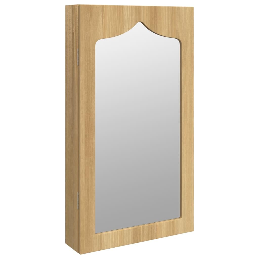 Szafka na biżuterię z lustrem montaż ścienny 37,5 x 10 x 67 cm, zamykana szafka z lustrem z 2 szufladami, hakami i półkami z materiału drewnopochodnego, w zestawie 2 klucze