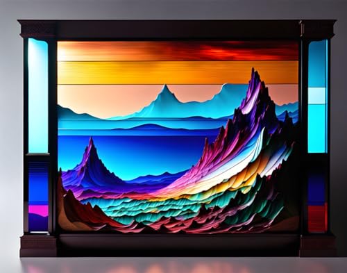 Vitrail paysage surréaliste art mural haut de gamme 58 x 90