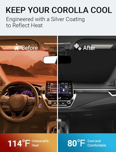 Image of Proadsy 2026 Upgrade Windshield Sun Shade Custom Fit Toyota Corolla 2019-2025 2026 4-Layer Foldable Front Sunshade Protector Sun Visor Blocks UV Rays Keep Car Cooler Accessories
