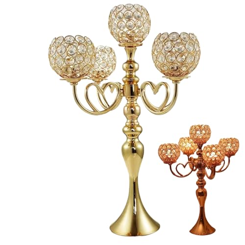 Candélabres dorés à 5 bras pour centre de table romantique - 8