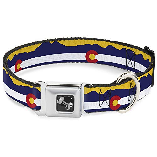 Buckle Down 15–66 cm Colorado Drapeau/Mountain Silhouette Jaune Collier de Chien en Forme d'os, Large