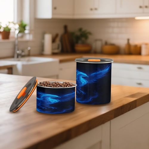 Contenedor de café hermético acero inoxidable 17oz azul miniatura 6