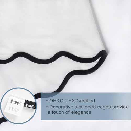 HIG Off-White Chic Full Bed Skirt - Easy Fit Scallop Edge Pleated Bedskirts, 14 Inch Drop Anti-Slip Dust Ruffle, Thick Fabric for Enhanced Privacy, Pre-Washed for Long-Lasting Use(N60022)