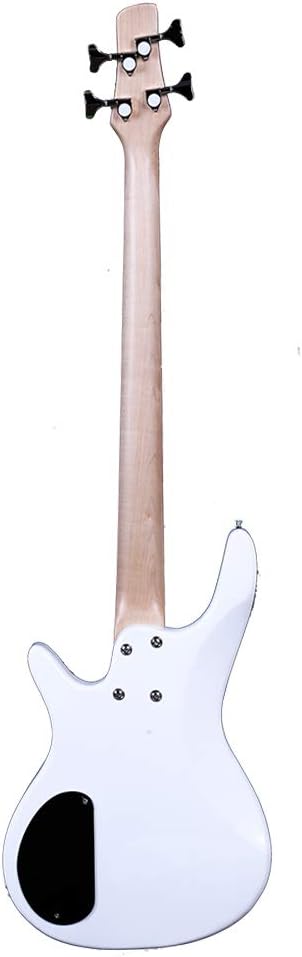 IB Bass,Electric Bass Guitar Beginner Kit 4 String Exquisite Basswood Bass with Power Line and Wrench Tool for Starter (White)
