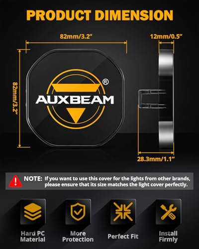 Image of Auxbeam 3 inch LED Pod Light Covers, XP-Ultra Series PC Lens Offroad Protective Covers for Specific Light Model (No Compatible Color Play Series)
