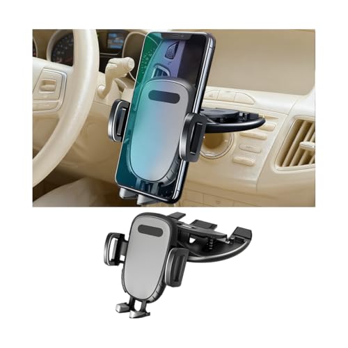 Zpana Car CD Slot Phone Holder, 360° Rotatable Anti-Vibration Sturdy CD Player Vehicles Cellphone Mount, Single-Press Release Hands-Free Automotive Smartphone Holder, Universal Fit (Gray)