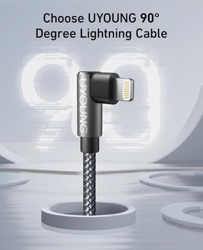 90 Degree iPhone Charger 6FT 2Pack [Apple MFi Certified] Right Angle USB to Lightning Cable Braided Fast Charging Cord for iPhone 14,13,12,11,8,7,6,6s,5,5s,SE,XR,XS,X,iPad,iPod,AirPods - Black