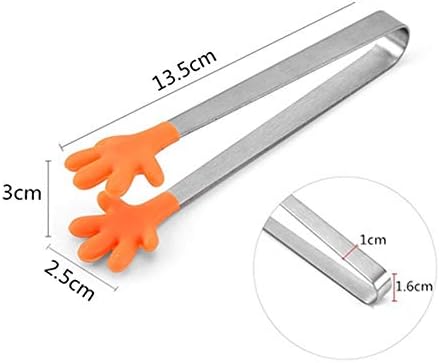 6 Pieces Multifunctional Mini Food Clip with Skid-Proof Hand Shape Silicone Stainless Steel Food Tongs for Sweets Barbecue Buffet Salad Ice