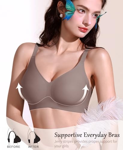Ganado Bras for Women No Underwire Seamless Jelly Bra #1 Cafe L — view 3