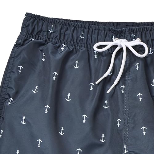 Nautica Men's Quick Dry All Over Classic Anchor Print Swim Trunk Swimwear, Navy, Medium