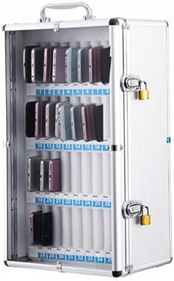 Stainless Steel Cell Phone Locker with Silent Switch & Independent Padlock - Perfect for Schools & Meetings, 38 x 20 x 64cm, Secure Storage Solution