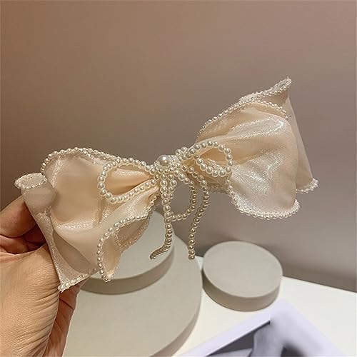 Retro Gauze Pearl Edge Hair Clip Small Elegant Spring Back