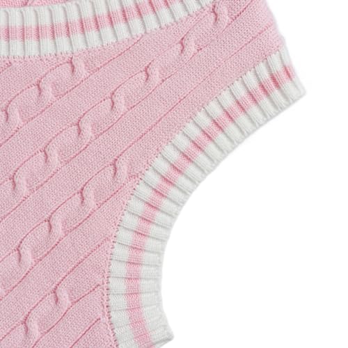 Image of Women's Sweater Vest,Y2K Sleeveless Pattern Preppy Style Knitted Crop Tank Top for Girl