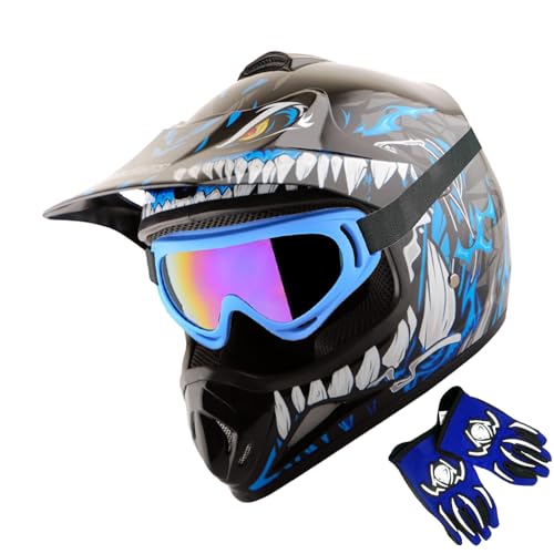 WOW Youth Kids Motocross BMX MX ATV Dirt Bike Dianosour Helmet Dragon Goggles Martian Youth Glove Bundle: HJOY MG Bundle product thumbnail 16