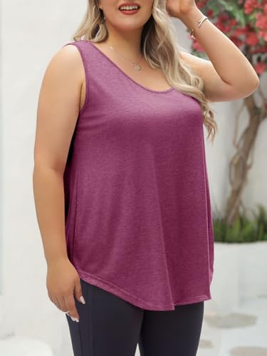 Image of Plus Size Tank Tops for Women Summer Sleeveless Tops Loose Fit Tunic Tanks