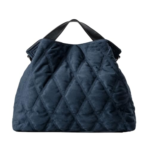 Sac à bandoulière en daim grand format bleu et sac à main matelassé