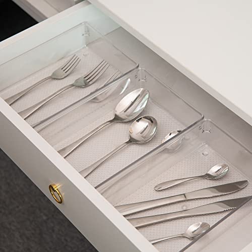 5 Pack Clear Plastic Drawer Organizer Tray Cutlery Utensil Makeups Drawer Silverware Organizers 6" X 9" #TOP5