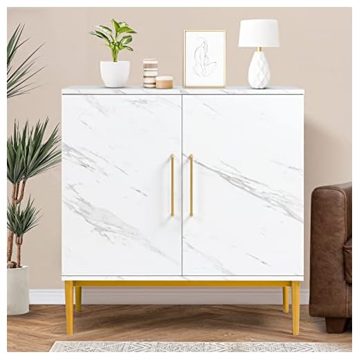 REHOOPEX Storage Cabinet, Modern Accent Buffet Cabinet, Free Standing Sideboard and Buffet Storage with Door, Wood Cabinet for Bedroom, Living Room, Kitchen, Office or Hallway (1, Marble Pattern)