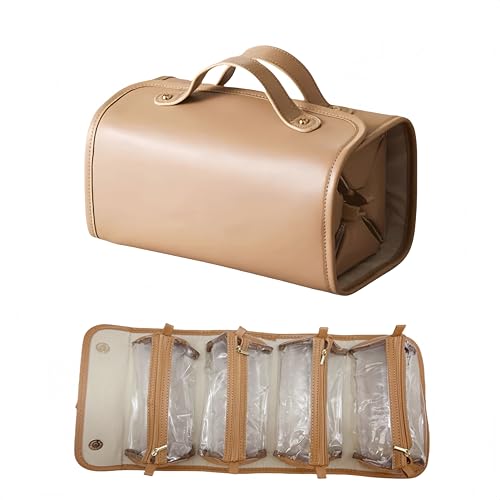 LuyaVogue Stylish 4-in-1 Foldable Cosmetic Bag – Large Expandable Capacity, Waterproof with Detachable Interior Pockets & Mini Pouches, Ideal for Women's Travel Makeup Organization