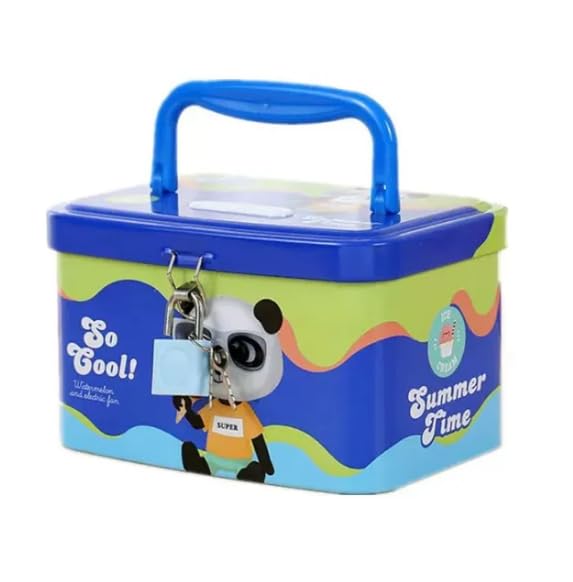 Image of Sajani Cute Cartoon Creative Portable Piggy Bank, Money Saving Box with Combination Lock, Mini Coin Bank Gifts for Boys and Girls, Best Return Gifts for Kids (Pack of 1) (Rectangle - Blue)
